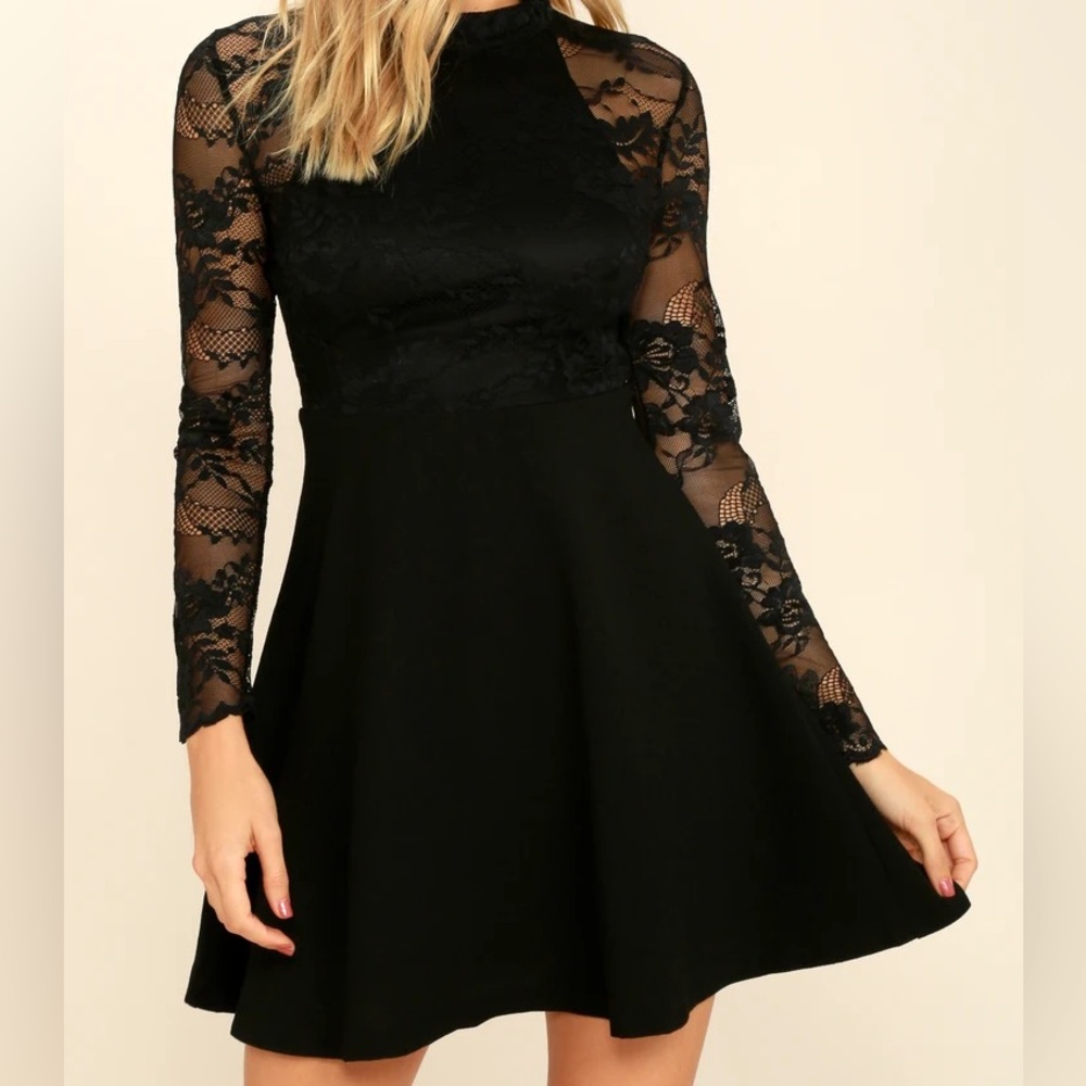 Lulu’s Black Lace Skater Dress